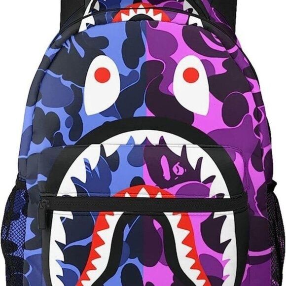 New Shark Teeth Backpacks Travel Daypack Bags For Kids (Blue Purple) - Picture 4 of 10